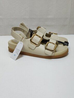 Time And Tru Dad Buckle Slingback Sandal Size 11 Bone Color Adjustable Strap NWT
